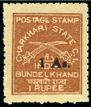 Stamp of Indian States » Charkhari 1939-40 1a on 1r chestnut, perf. 11, black surchar