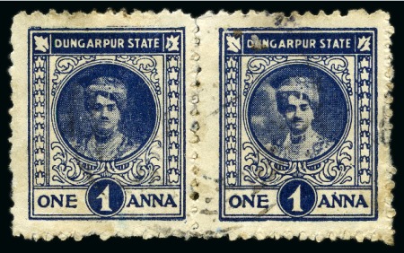 Stamp of Indian States » Dungarpur 1939 1a deep blue, used pair, perf. 10 1/2, fine a