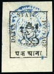 Stamp of Indian States » Duttia 1897 Datia 1/2a black on green, 1a black on white,