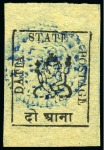 Stamp of Indian States » Duttia 1897 Datia 1/2a black on green, 1a black on white,