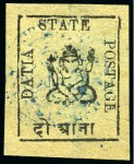Stamp of Indian States » Duttia 1897 Datia 1/2a black on green, 1a black on white,