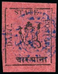 Stamp of Indian States » Duttia 1897 Datia 1/2a black on green, 1a black on white,