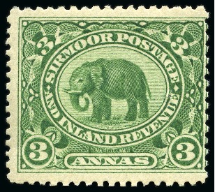 Stamp of Indian States » Sirmoor 1894-99 Elephant 3p to 1r complete mint set of eig