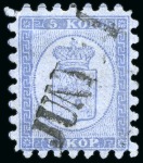 Stamp of Finland » 1860 Coat of Arms (Russian Currency) 5k Blue, roulette I, cliché setting K, balance col
