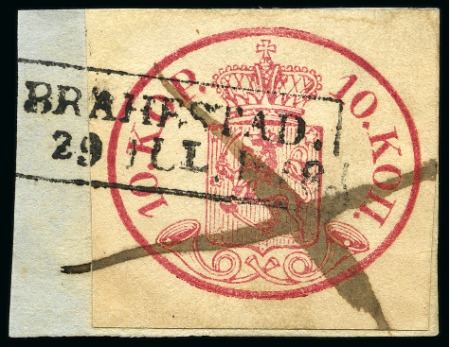 Stamp of Finland » 1856-58 10 Kopek 10k Carmine-red, good to large margins, cancelled