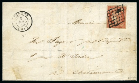 Stamp of Rarities of the World UN FRANC VERMILLON SUR LETTRE

1849 1F vermillon