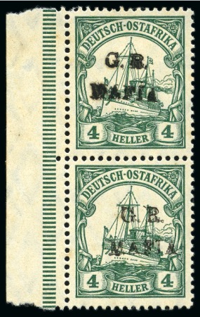 Stamp of Tanganyika » Mafia Island British Occupation » 1915 (Jan) "G. R. / MAFIA" Type 1 Overprint in Black 1915 (Jan) 4h green, overprinted in black, mint le