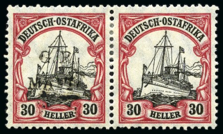 Stamp of Tanganyika » Mafia Island British Occupation » 1915 (Jan) "G. R. / MAFIA" Type 1 Overprint in Black 1915 (Jan) 30h black and carmine, overprinted in b