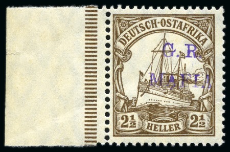 Stamp of Tanganyika » Mafia Island British Occupation » 1915 (Jan) "G. R. / MAFIA" Type 1 Overprint in Reddish Violet 1915 (Jan) 2 1/2h, brown, overprinted in reddish v