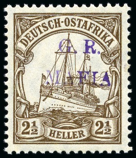 Stamp of Tanganyika » Mafia Island British Occupation » 1915 (Jan) "G. R. / MAFIA" Type 1 Overprint in Reddish Violet 1915 (Jan) 2 1/2h brown, overprinted in reddish vi
