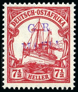 Stamp of Tanganyika » Mafia Island British Occupation » 1915 (Jan) "G. R. / MAFIA" Type 1 Overprint in Reddish Violet 1915 (Jan) 7 1/2h carmine, overprinted in reddish 