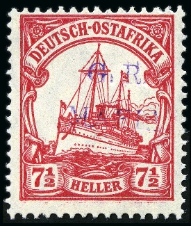 Stamp of Tanganyika » Mafia Island British Occupation » 1915 (Jan) "G. R. / MAFIA" Type 1 Overprint in Reddish Violet 1915 (Jan) 7 1/2h carmine, overprinted in reddish 