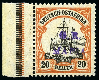 Stamp of Tanganyika » Mafia Island British Occupation » 1915 (Jan) "G. R. / MAFIA" Type 1 Overprint in Reddish Violet 1915 (Jan) 20h black and red/yellow, overprinted i