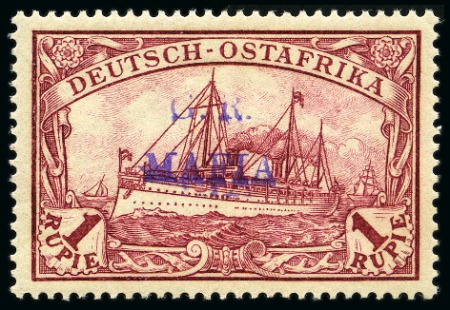 Stamp of Tanganyika » Mafia Island British Occupation » 1915 (Jan) "G. R. / MAFIA" Type 1 Overprint in Reddish Violet 1915 (Jan) 1r carmine, overprinted in reddish viol
