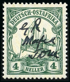 Stamp of Tanganyika » Mafia Island British Occupation » 1915 (Jan) "G R / Mafia / JDM" Manuscript Overprint 1915 "G R / Mafia / JDM" on German East Africa 4h 