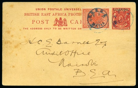 Stamp of Tanganyika » Mafia Island British Occupation » 1915 (Sep) "OHBMS Mafia" in Circle on GEA Fiscals 1915 (Sept) 24 pesa vermilion with bluish green ov
