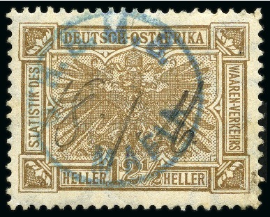 Stamp of Tanganyika » Mafia Island British Occupation » 1915 (Sep) "OHBMS Mafia" in Circle on GEA Fiscals 1915 (Sept) 12 1/2h drab with bluish green