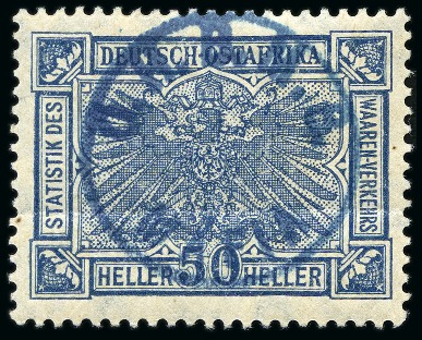 Stamp of Tanganyika » Mafia Island British Occupation » 1915 (Sep) "OHBMS Mafia" in Circle on GEA Fiscals 1915 (Sept) 50h slate with bluish green overprint,