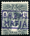 Stamp of Tanganyika » Mafia Island British Occupation » 1915 (Sep) "OHBMS Mafia" in Circle on GEA Fiscals 1915 (Sept) Boxed-type O.H.B.M.S. / MAFIA violet o