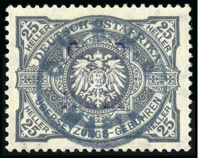 Stamp of Tanganyika » Mafia Island British Occupation » 1915 (Sep) "OHBMS Mafia" in Circle and "G. R / POST / MAFIA" Overprint on GEA Fiscals 1915 (Sept) 25h grey with bluish green overprint a