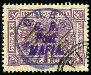 Stamp of Tanganyika » Mafia Island British Occupation » Other Issues German East Africa fiscal 1r lilac with O.H.B.M.S 