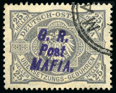 Stamp of Tanganyika » Mafia Island British Occupation » Other Issues German East Africa fiscal 25h grey with type M5 G.