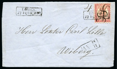 Stamp of Finland » 1860 Coat of Arms (Russian Currency) 10k Red-carmine, roulette I, cancelled by Postmast