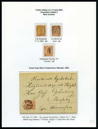 Stamp of Finland » 1860 Coat of Arms (Russian Currency) 10k Rose Carmine, roulette I, exhibition page show