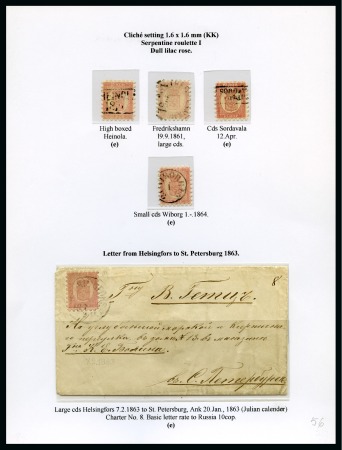 Stamp of Finland » 1860 Coat of Arms (Russian Currency) 10k Dull lilac-rose, roulette I, exhibition page w
