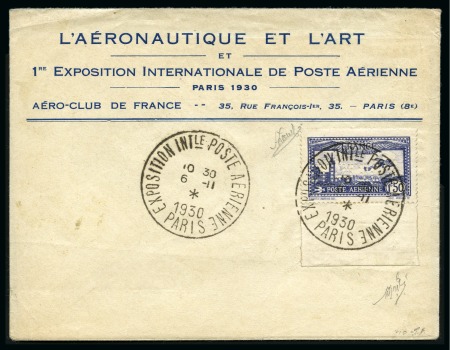 Stamp of France » Poste Aérienne 1930 EIPA perforé sur 1F50 bleu BDF obl. EXPOSITIO
