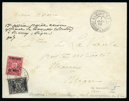 Stamp of Colonies françaises » Soudan 1926 'Vol de la Vaux' lettre pour Niger non-affran