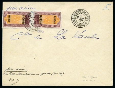 Stamp of Colonies françaises » Soudan 1926 'Comte de la Vaux' vol: lettre avec AOF 15c s