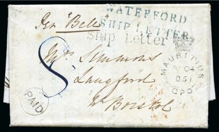 Stamp of Ireland » Pre-Stamp Postal History 1851 Incoming entire from an army officer in Port 