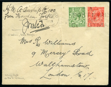 Stamp of Great Britain » King George V 1929 AIRMAIL: Incoming envelope to London franked 