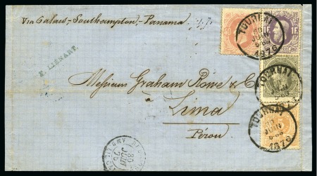 Stamp of Belgium » Belgique. 1869-83 Nouveaux types et nouvelles valeurs (COB 26-37) 5c ocre, 40c carmin, 50c gris et 1f lilas oblitéra