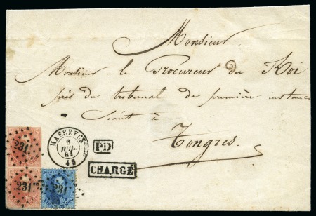 Stamp of Belgium » Belgique. 1861 Médaillons allongés (COB 9-12) 40c carmin non dentelé en paire verticale margée e