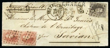 Stamp of Belgium » Belgique. 1863 Médaillons dentelés (COB 13-16) 10c brun et 40c carmin X2 oblitération Lpts "60" s