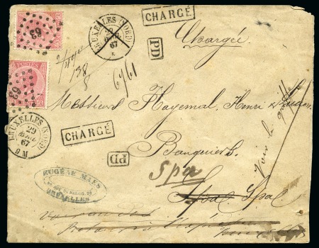 Stamp of Belgium » Belgique. Léopold 1er - Nouveau Type (COB 17-21) 40c rose oblitération Lpts "63" sur lettre "CHARGE