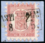Stamp of Finland » 1860 Coat of Arms (Russian Currency) 10k Carmine, roulette I & II, cliché settings K, L