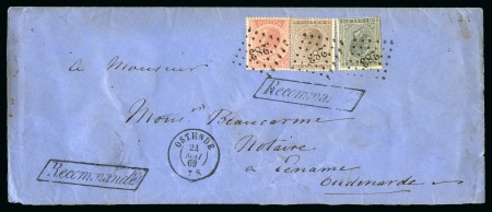 Stamp of Belgium » Belgique. Léopold 1er - Nouveau Type (COB 17-21) 10c gris, 30c brun et 40c rose oblitération Lpts "
