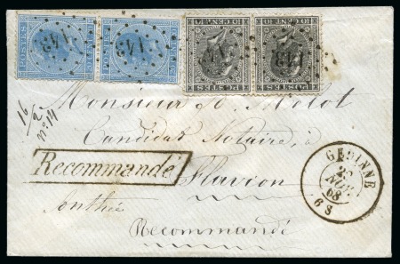 Stamp of Belgium » Belgique. Léopold 1er - Nouveau Type (COB 17-21) 10c gris en paire et 20c bleu en paire   oblitérat