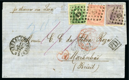 Stamp of Belgium » Belgique. Léopold 1er - Nouveau Type (COB 17-21) 40c rose, 1f violet et 10c vert oblitération Lpts 