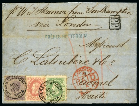 Stamp of Belgium » Belgique. Léopold 1er - Nouveau Type (COB 17-21) 40c rose, 1f violet et 10c vert oblitération Sc su