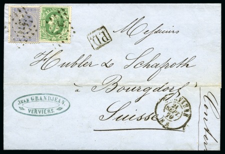 Stamp of Belgium » Belgique. Léopold 1er - Nouveau Type (COB 17-21) 20c bleu et 10c vert oblitération Lpts 374  sur le