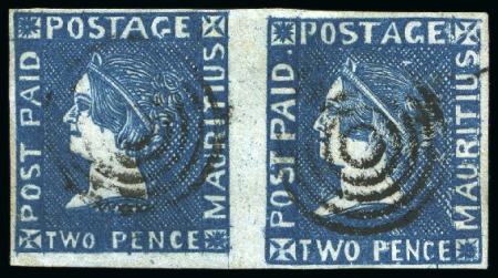 Stamp of Mauritius » 1859 Sherwin Issue (SG 40) 1859 Sherwin 2d blue, horizontal pair from positio