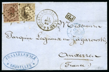 Stamp of Belgium » Belgique. 1863 Médaillons dentelés (COB 13-16) 10c brun et 30c brun oblitération Lpts 64 sur lett