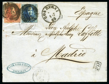 Stamp of Belgium » Belgique. 1861 Médaillons allongés (COB 9-12) 40c carmim non dentelé margé et 20c bleu dentelé o