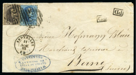 Stamp of Belgium » Belgique. 1861 Médaillons allongés (COB 9-12) 10c brun non dentelé et 20c bleu dentelé oblitérat