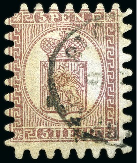 Stamp of Finland » 1860 Coat of Arms (Finnish Currency) 5p Reddish lilac-brown, ordinary paper, roulette I