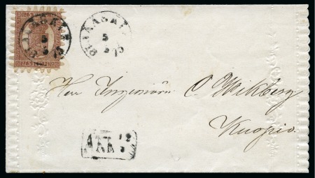 Stamp of Finland » 1860 Coat of Arms (Finnish Currency) 5p Reddish lilac-brown, ordinary paper, roulette I